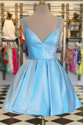 Vestidos de fiesta cortos elegantes con tirantes finos y corte A
